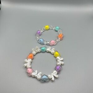 Colorful Heart and Bow Beaded Bracelets - HANDMADE #264